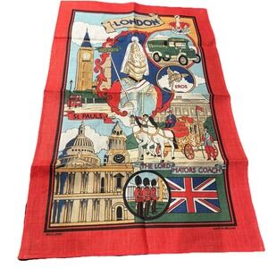 Harrods Knightsbridge London Big‎ Ben Souvenir Crisp Irish Linen Towel NWOT 29"